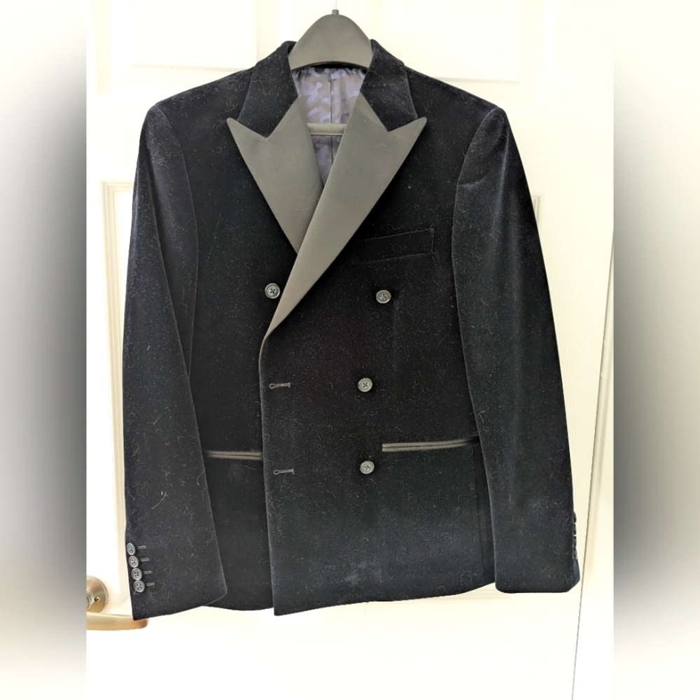 Velvet Double Breasted Tuxedo Jacket - 38S